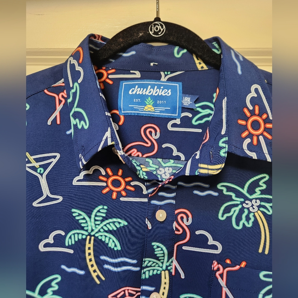 Chubbies Men's Navy Neon Print  Pullover, Size L,  NWOT - Picture 4 of 9